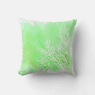 Almofada Terra de recife de coral verde-aquarela no verão