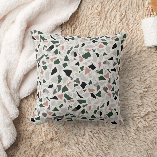 Almofada Terra Verde e Pedra Terrazzo Neutra Manchada (Cobertor)