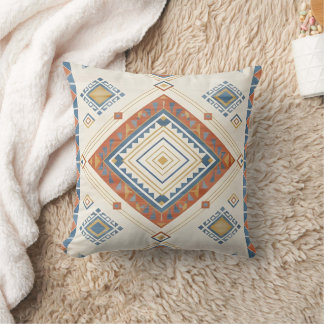 Almofada Terracota Banhada pelo Sol e Kilim Azul do Deserto