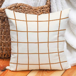 Almofada Terracota Bege Laranja Queimado Xadrez de Grade Ou