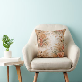 Almofada Terracota Floral Boho Pampas Pêssego