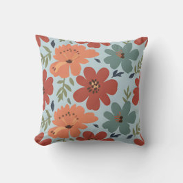 Almofada Terracota & Teal Floral Retro