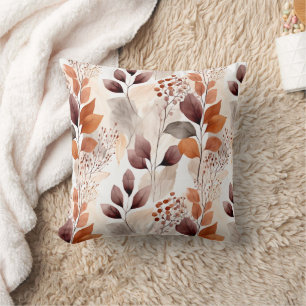 Almofada Terracotta e Folhas de Quedas de Borgonha Boho A