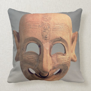 Almofada Terracotta que sorri a máscara de San Sperate,