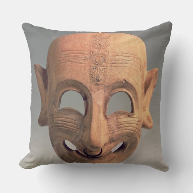 Almofada Terracotta que sorri a máscara de San Sperate, (Frente)