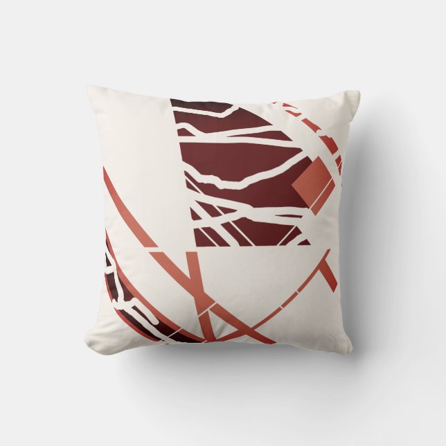Almofada Terracotta Red Brown Off-White Abstrato Art Design (Frente)