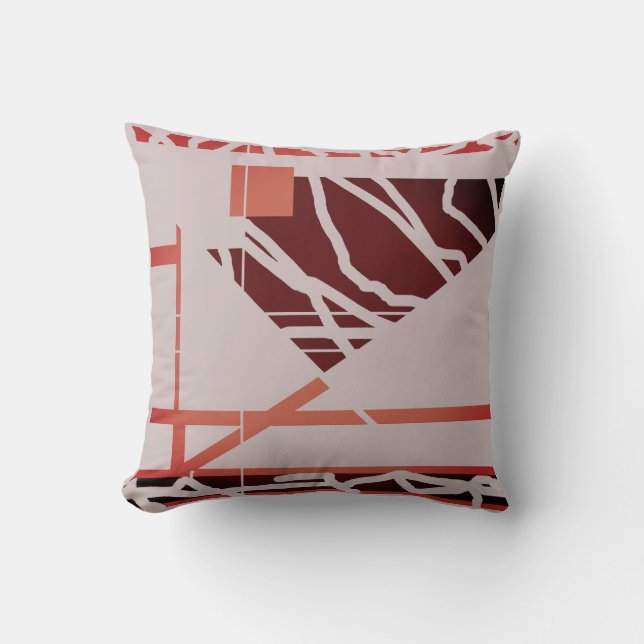 Almofada Terracotta Red Brown Warm Gray Diagonal Art Design (Frente)