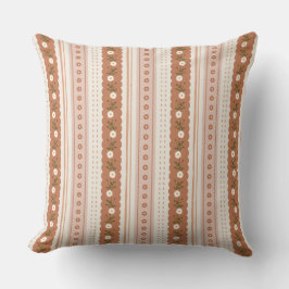 Almofada Terracotta Rust Scallop Floral Stripe Boho