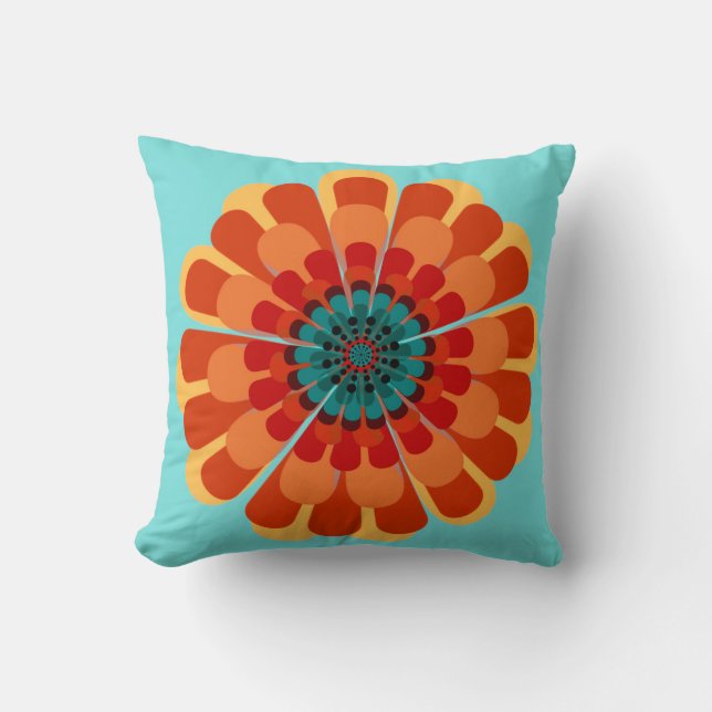 Almofada Terracotta & Teal Flower (Frente)