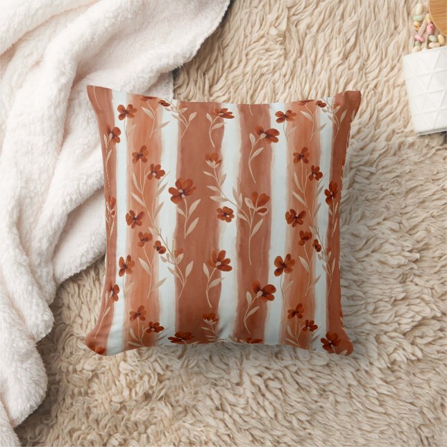 Almofada Terracotta Wildflower Vertical Stripe Boho Pattern (Cobertor)
