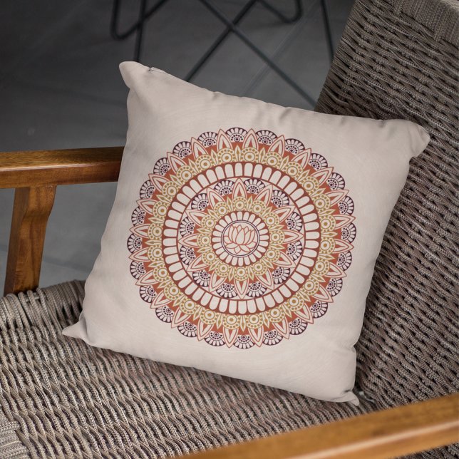 Almofada Terras quentes Lotus Henna Mandala (Criador carregado)