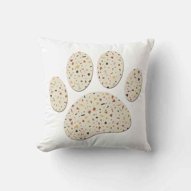 Almofada Terrazzo Dog Pawprint Art (Frente)