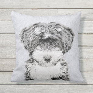 Almofada Terrier tibetano que pinta - arte original bonito