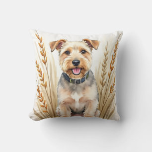 Almofada Terrier Wheaten Aquarela Arte de Linha Granulada