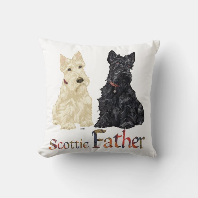 Almofada Terriers Escoceses Trigo e Preto Pai (Frente)