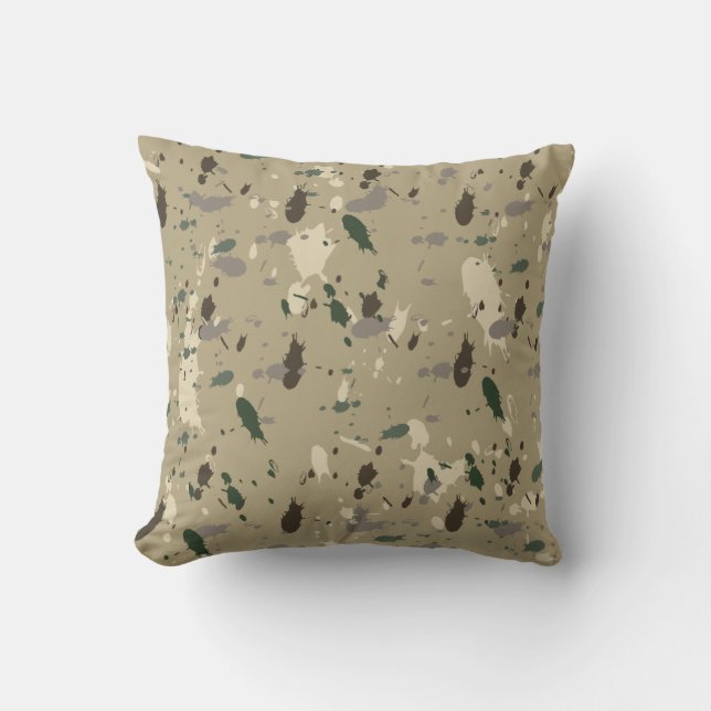 Almofada Terthy Beige Camo Nature Colors Paint Splatter (Frente)