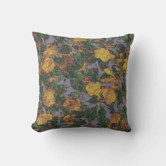 Almofada Teste padrão amarelo da camuflagem da flor (Frente)