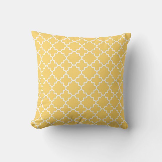 Almofada Teste padrão amarelo de Quatrefoil (Frente)