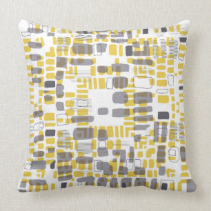 Almofada Teste padrão amarelo e cinzento do ponto