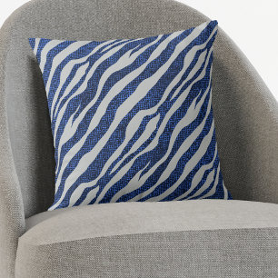 Almofada Teste padrão azul da zebra do Grunge