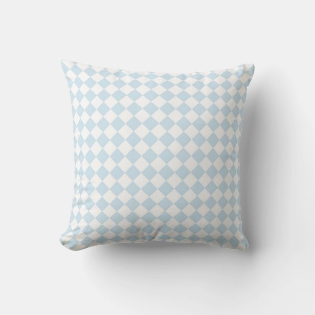 Almofada Teste padrão Checkered Pastel do diamante azul e (Frente)