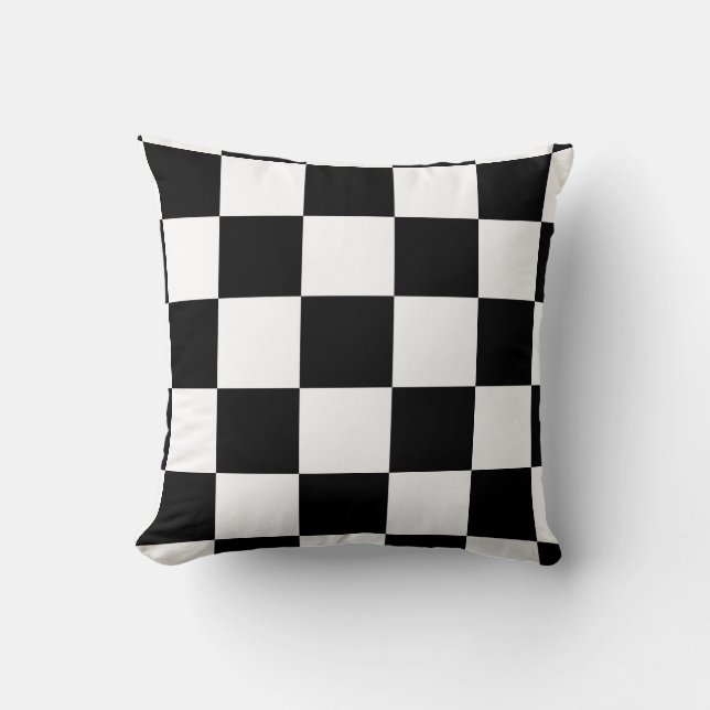 Almofada Teste padrão Checkered preto e branco (Frente)