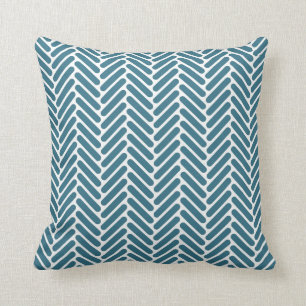 Almofada Teste padrão clássico de Herringbone na cerceta