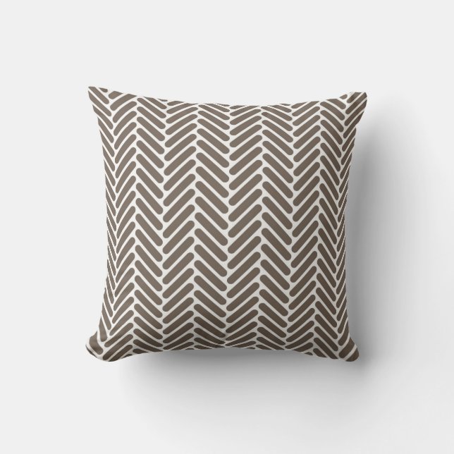 Almofada Teste padrão clássico de Herringbone no Taupe e no (Frente)