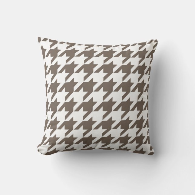 Almofada Teste padrão clássico de Houndstooth no Taupe e no (Frente)