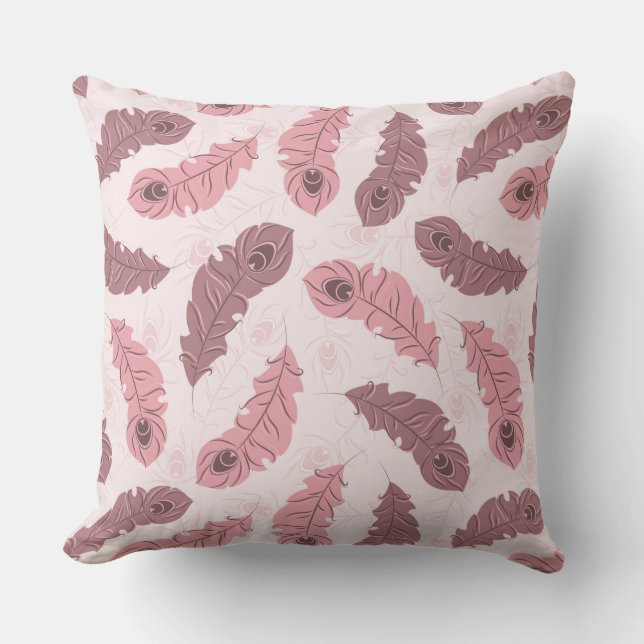 Almofada teste padrão com penas do pavão (Frente)