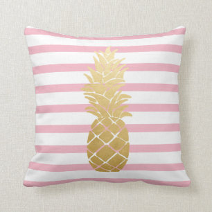 Almofada Teste padrão cor-de-rosa Dourado tropical das