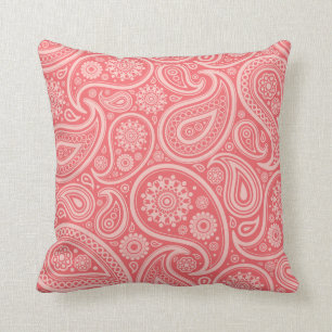 Almofada Teste padrão coral retro de Paisley