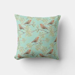 Almofada Teste padrão da arte de Readbreast do pisco de