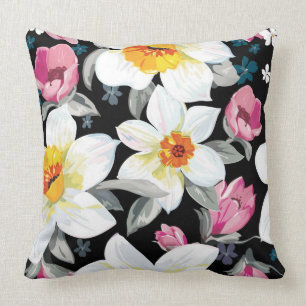 Almofada Teste padrão da elegância com flores do narciso