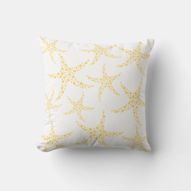 Almofada Teste padrão da estrela do mar em amarelo e no (Frente)