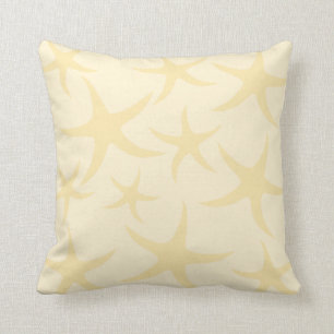 Almofada Teste padrão da estrela do mar no amarelo Pastel