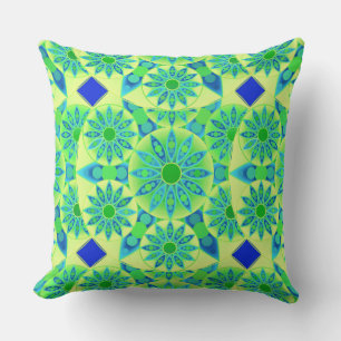 Almofada Teste padrão da mandala, turquesa, azul, verde