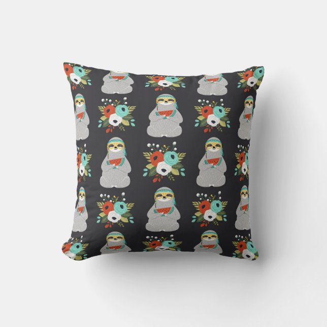 Almofada Teste padrão da preguiça da melancia (Frente)