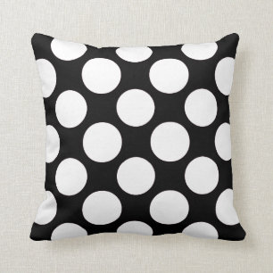 Almofada Teste padrão de bolinhas branco preto moderno