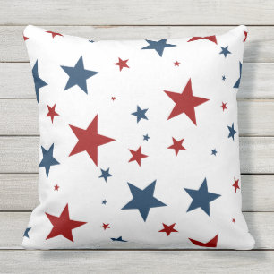 Almofada Teste padrão de estrela azul branco vermelho