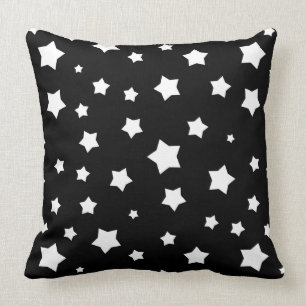 Almofada Teste padrão de estrelas preto e branco
