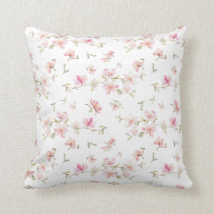 Almofada Teste padrão de flor cor-de-rosa macio da aguarel