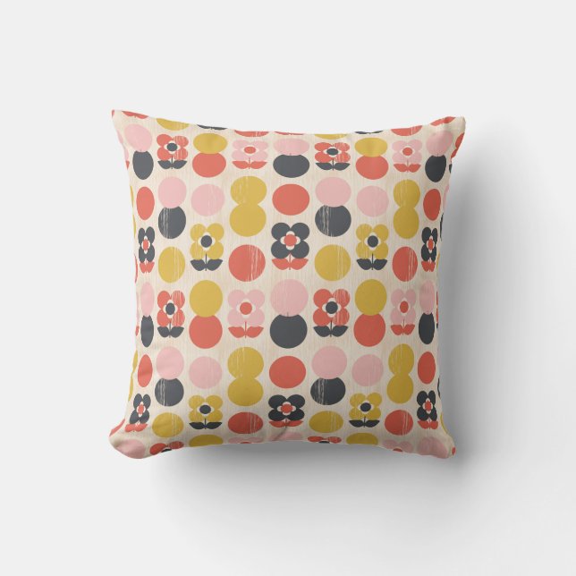 Almofada Teste padrão de flor moderno do meio século (Frente)