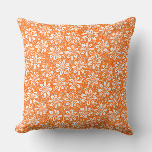 Almofada Teste padrão de flor tirado mão 140617 - laranja