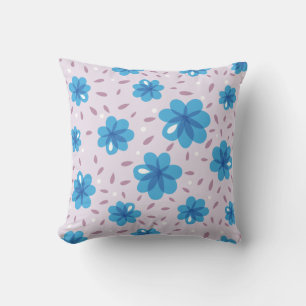 Almofada Teste padrão de flores azul delicado bonito