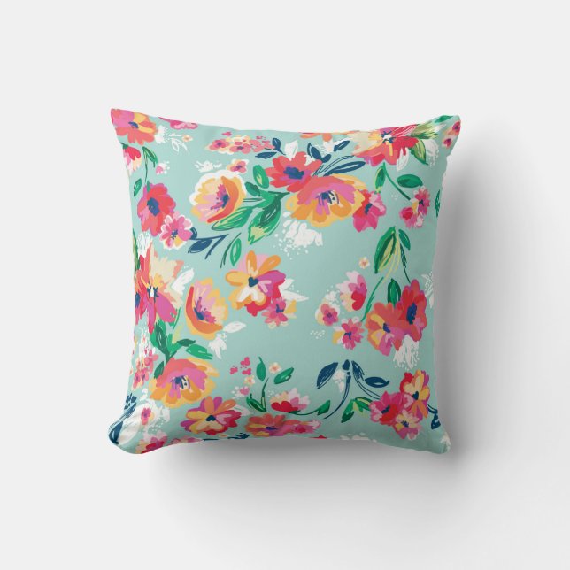 Almofada Teste padrão de flores pintado (Frente)