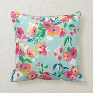 Almofada Teste padrão de flores pintado