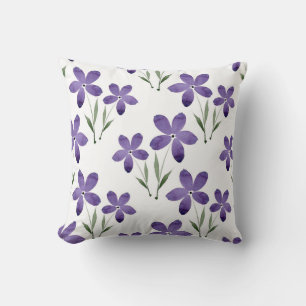 Almofada Teste padrão de flores roxo da aguarela