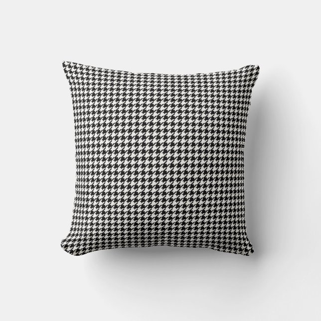 Almofada Teste padrão de Houndstooth - preto e branco (Frente)