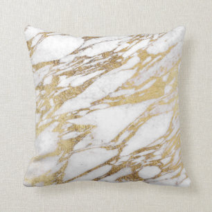 Almofada Teste padrão de mármore branco e Dourado elegant